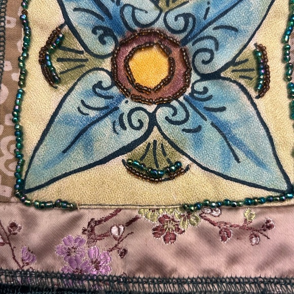 Vintage 90s Y2K Faith Unique Mixed Patchwork Boho Beaded Button Up Blazer Jacket - Picture 7 of 10